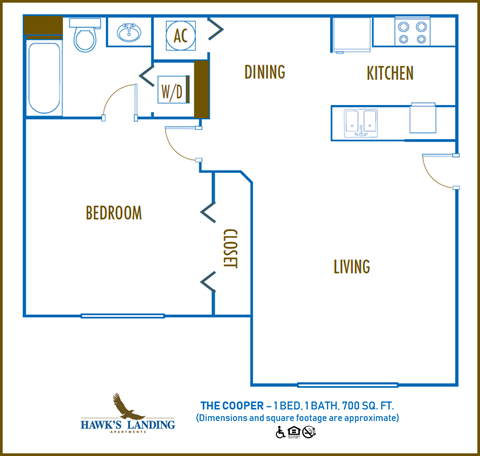 One bedroom floor plan Hawks Landing in Fort Myers Florida